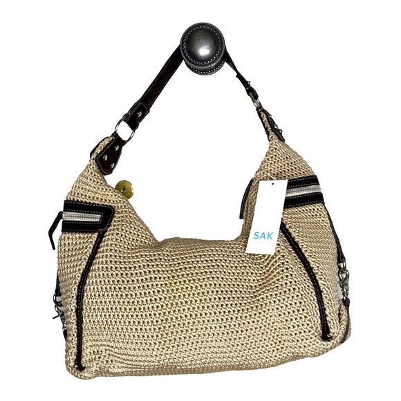 Leanne hobo bag by The Sak New NWT Crochet Tan Beige Pockets Shoulder Purse - Picture 1 of 16